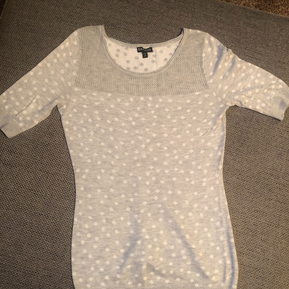 Express gray polka dot sweater